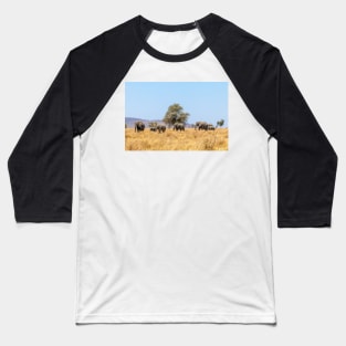 Elephant herd walking through the Serengeti, Tanzania, Africa Safari Baseball T-Shirt